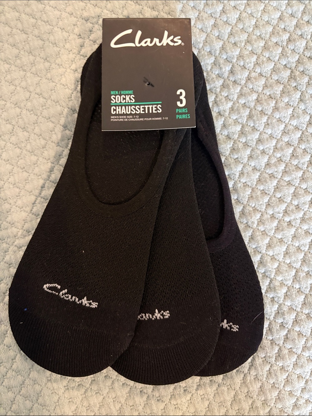 Clarks Men's Low-Cut No-Show Socks — Black (3 Pairs) NWT